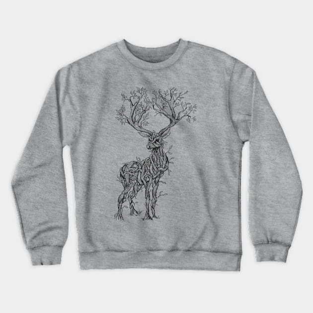 Vine Branch Stag (Sketch) Crewneck Sweatshirt by Mainahste